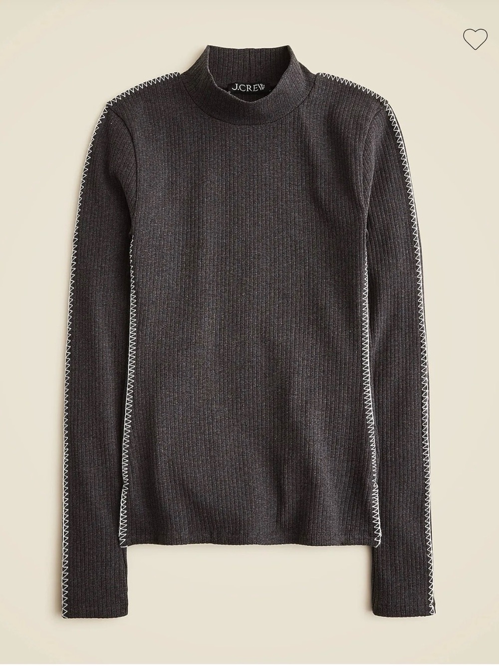 J. Crew | Premium Rib Turtleneck with Whipstitch Trim | Charcoal | M